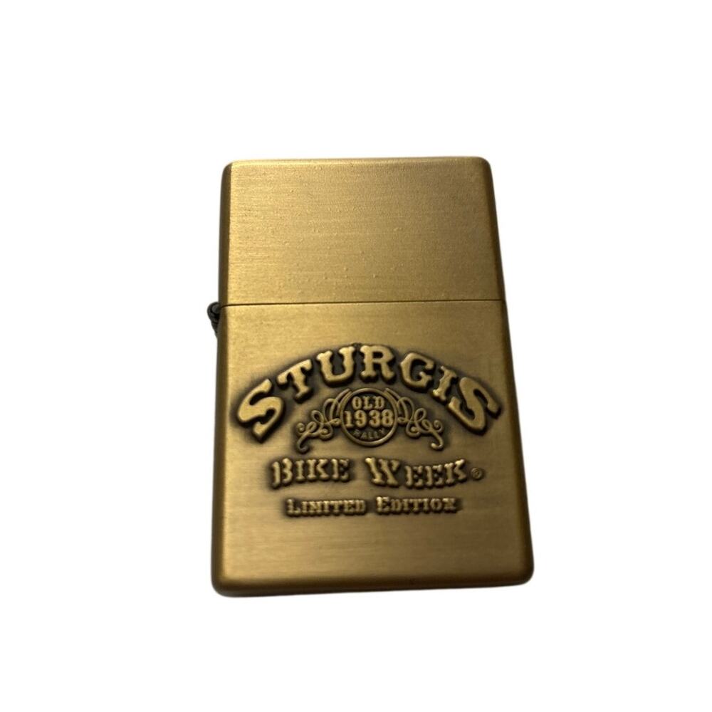Sturgis Bike Week Pocket Lighter Gold Brass Moto 1938 Rally Limited Edition